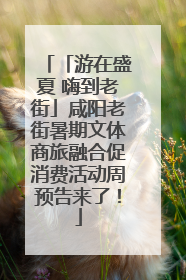「游在盛夏 嗨到老街」咸阳老街暑期文体商旅融合促消费活动周预告来了！