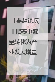 燕赵论坛丨把赛事流量转化为产业发展增量