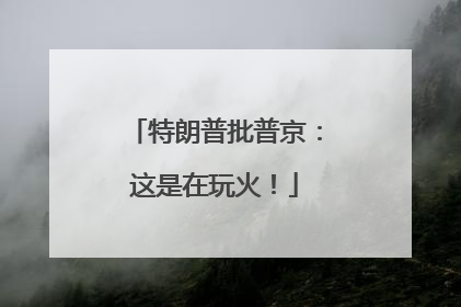 特朗普批普京：这是在玩火！