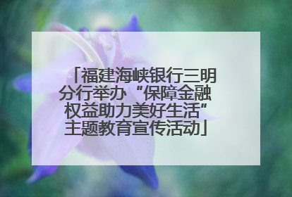 福建海峡银行三明分行举办“保障金融权益助力美好生活”主题教育宣传活动