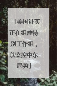 美国证实正在组建特别工作组，以监控中东局势