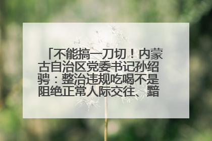 不能搞一刀切！内蒙古自治区党委书记孙绍骋：整治违规吃喝不是阻绝正常人际交往、黯淡人间烟火
