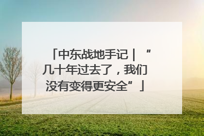 中东战地手记｜“几十年过去了，我们没有变得更安全”