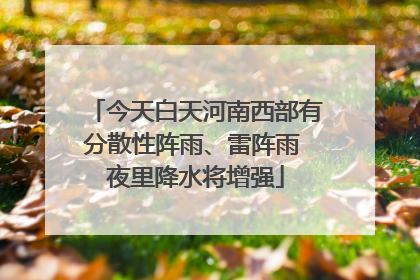 今天白天河南西部有分散性阵雨、雷阵雨 夜里降水将增强