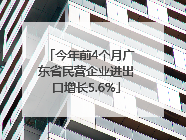 今年前4个月广东省民营企业进出口增长5.6%