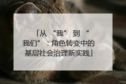从 “我” 到 “我们”：角色转变中的基层社会治理新实践