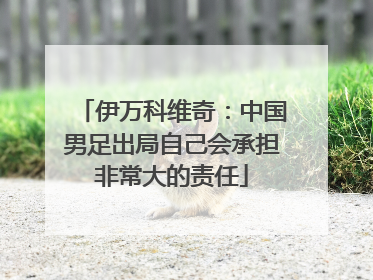 伊万科维奇：中国男足出局自己会承担非常大的责任