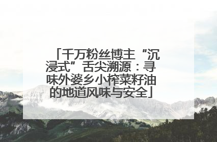 千万粉丝博主“沉浸式”舌尖溯源：寻味外婆乡小榨菜籽油的地道风味与安全
