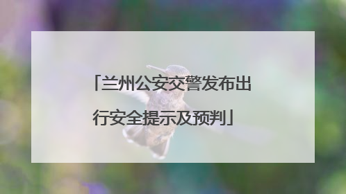 兰州公安交警发布出行安全提示及预判