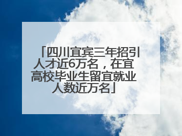 四川宜宾三年招引人才近6万名，在宜高校毕业生留宜就业人数近万名