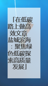 在低碳路上做高效文章 盐城滨海：聚焦绿色低碳探索高质量发展