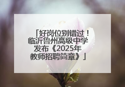 好岗位别错过！临沂鲁州高级中学发布《2025年教师招聘简章》
