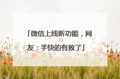 微信上线新功能，网友：手快的有救了