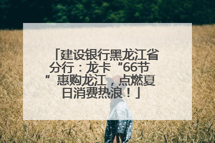 建设银行黑龙江省分行：龙卡“66节”惠购龙江，点燃夏日消费热浪！
