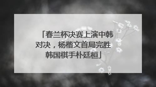 春兰杯决赛上演中韩对决，杨楷文首局完胜韩国棋手朴廷桓