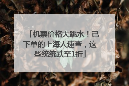 机票价格大跳水！已下单的上海人速查，这些统统跌至1折