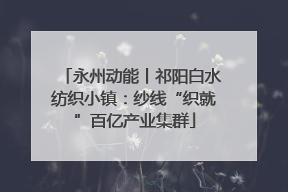 永州动能丨祁阳白水纺织小镇：纱线“织就”百亿产业集群
