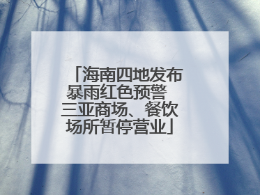 海南四地发布暴雨红色预警 三亚商场、餐饮场所暂停营业