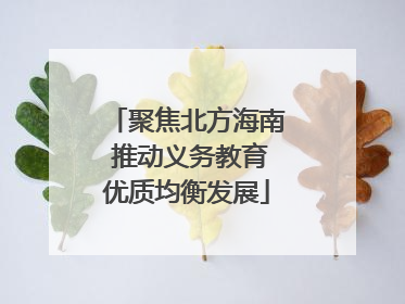 聚焦北方海南 推动义务教育优质均衡发展