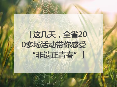 这几天，全省200多场活动带你感受“非遗正青春”