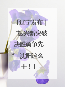 辽宁发布｜“振兴新突破 决胜勇争先” 沈阳这么干！
