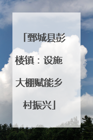 鄄城县彭楼镇：设施大棚赋能乡村振兴