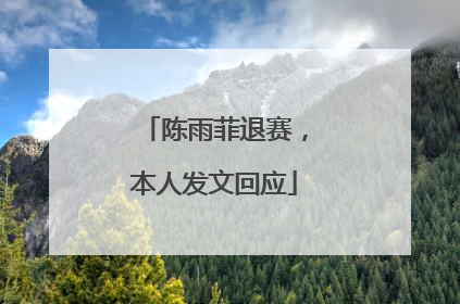 陈雨菲退赛，本人发文回应
