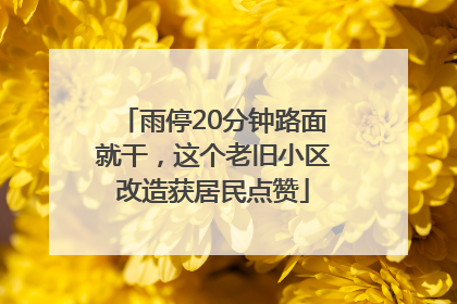 雨停20分钟路面就干，这个老旧小区改造获居民点赞