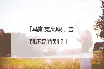 马斯克离职，告别还是暂别？