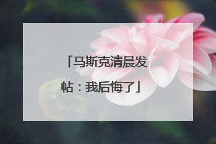 马斯克清晨发帖：我后悔了