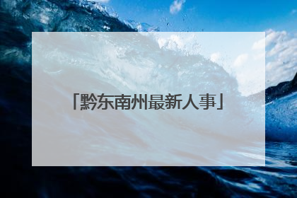 黔东南州最新人事