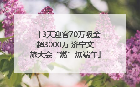 3天迎客70万吸金超3000万 济宁文旅大会“燃”爆端午