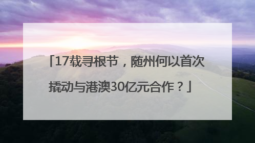 17载寻根节，随州何以首次撬动与港澳30亿元合作？