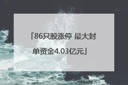 86只股涨停 最大封单资金4.03亿元